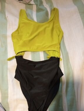 More Than Magic Lime Green and Black One-Piece Swimsuit